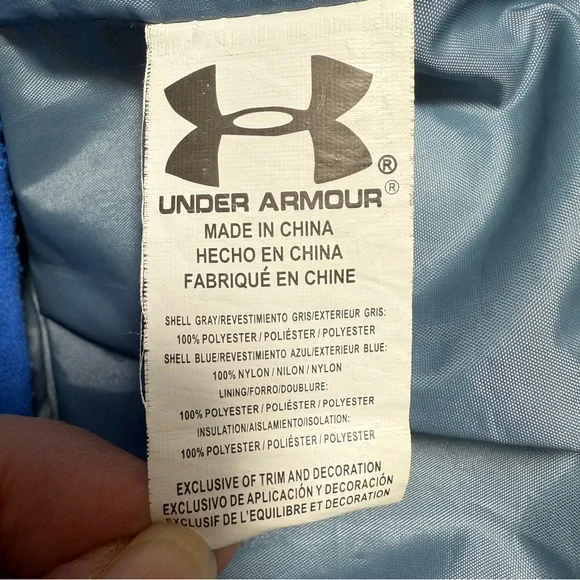 Under Armour Blue and Gray Youth Hooded Puffer Jacket Size M - Picture 13 of 13